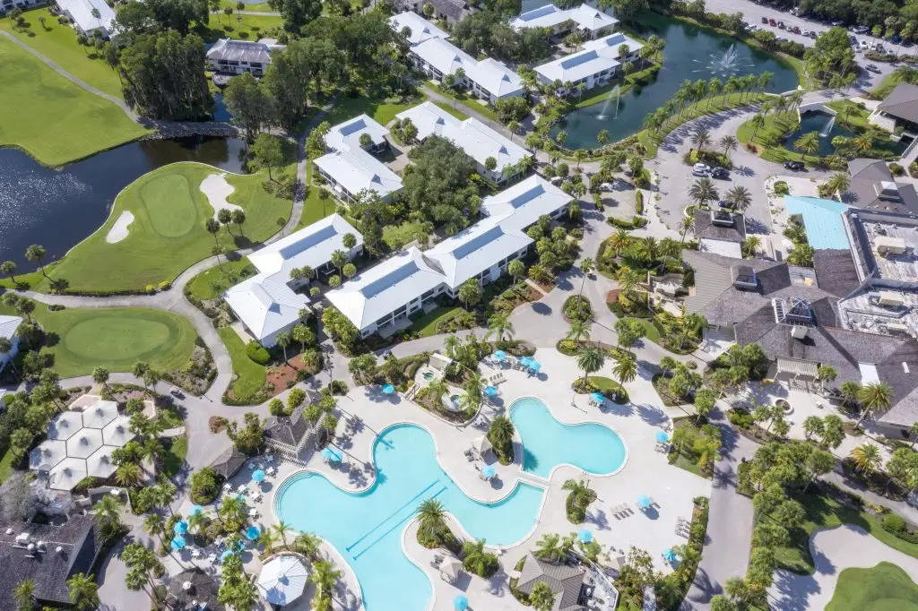 Aerial view of Tampa Bay neighborhoods