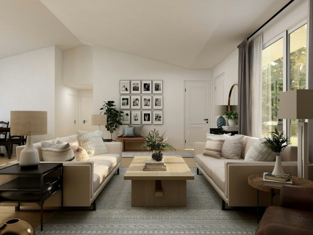 Neutral, staged living room that puts these home staging tips into practice